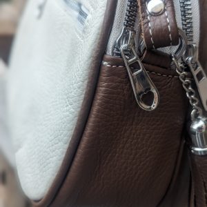 Кожена чанта Мермера кафяво и бяло  |  Дамски портмонета