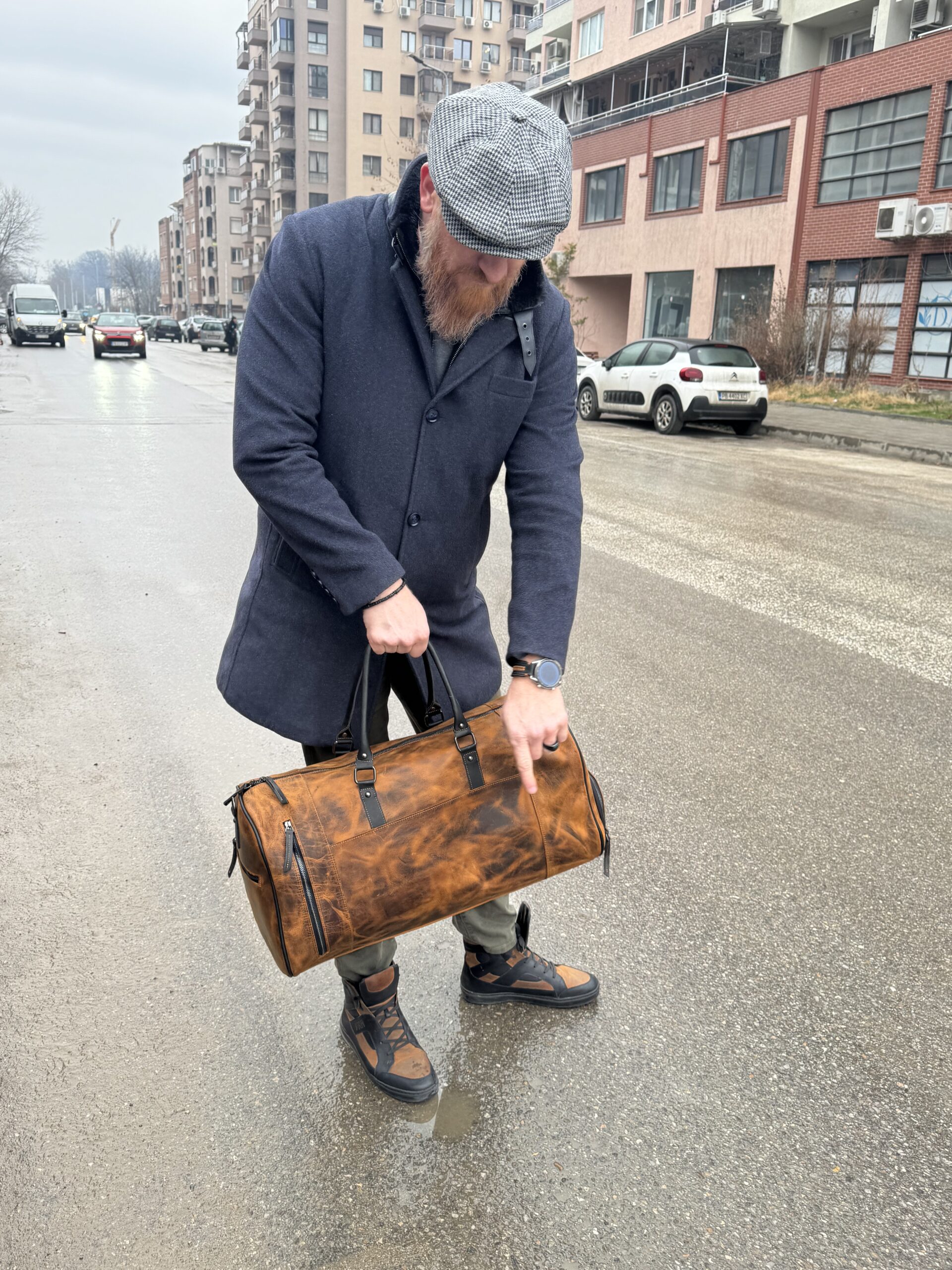 Кожен сак голям кафяв Връх Vintage  |  Кожени чанти