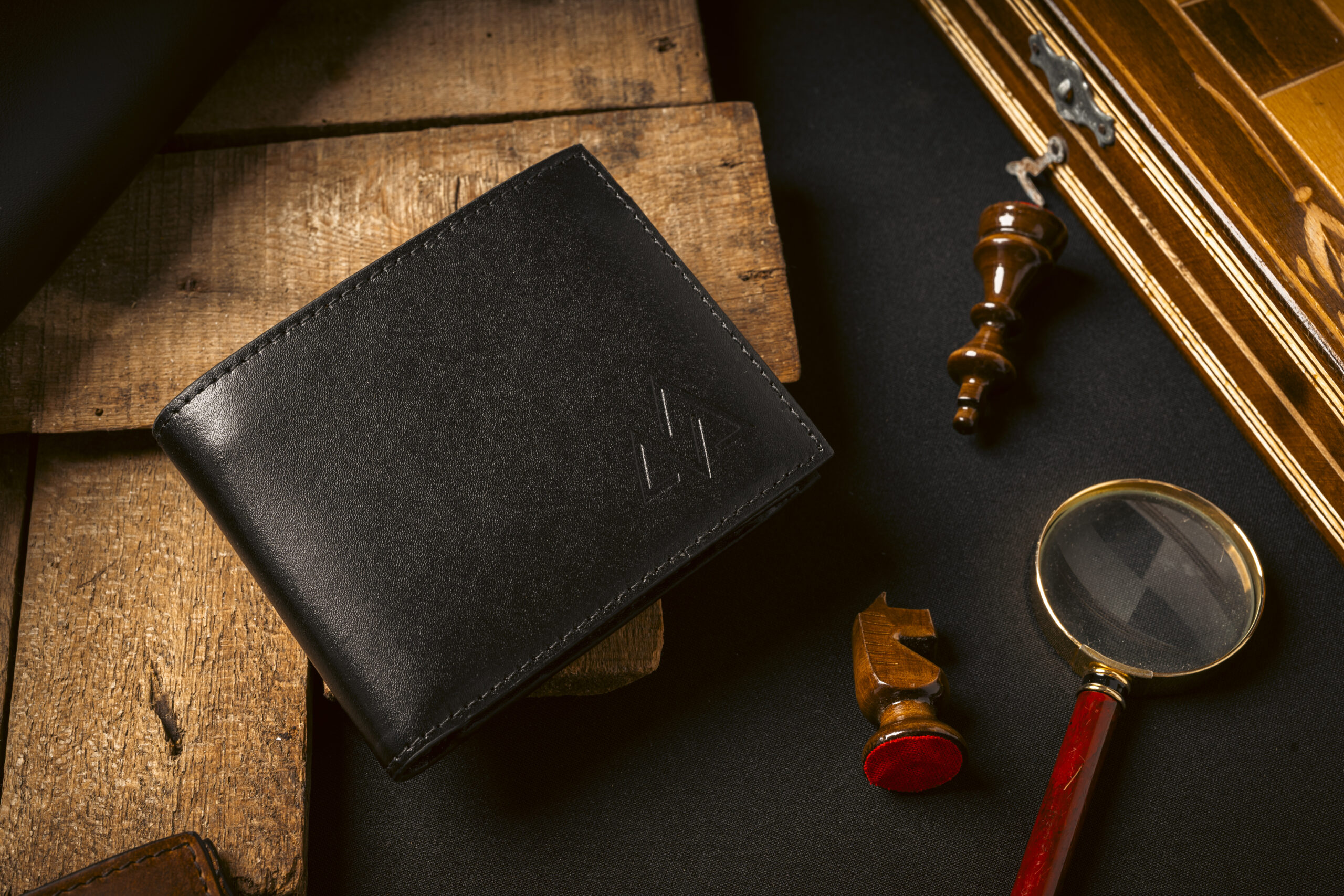 Кожен портфейл Мусала с RFID защита черен NEW COLECTION